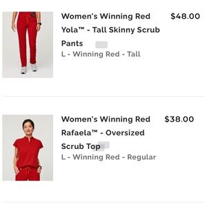 FIGS- Winning Red scrub set (LT pants)